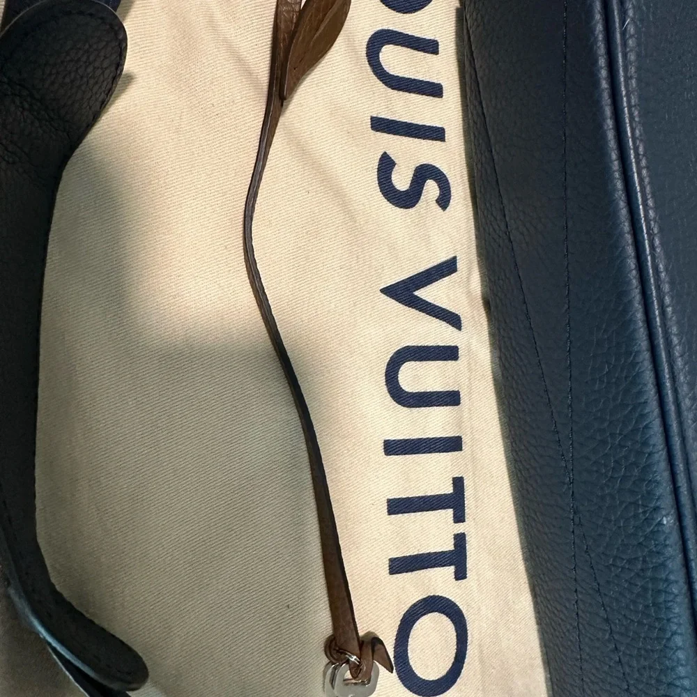 Louis Vuitton Armand Briefcase Mm Taurillon Leather Marine Blue